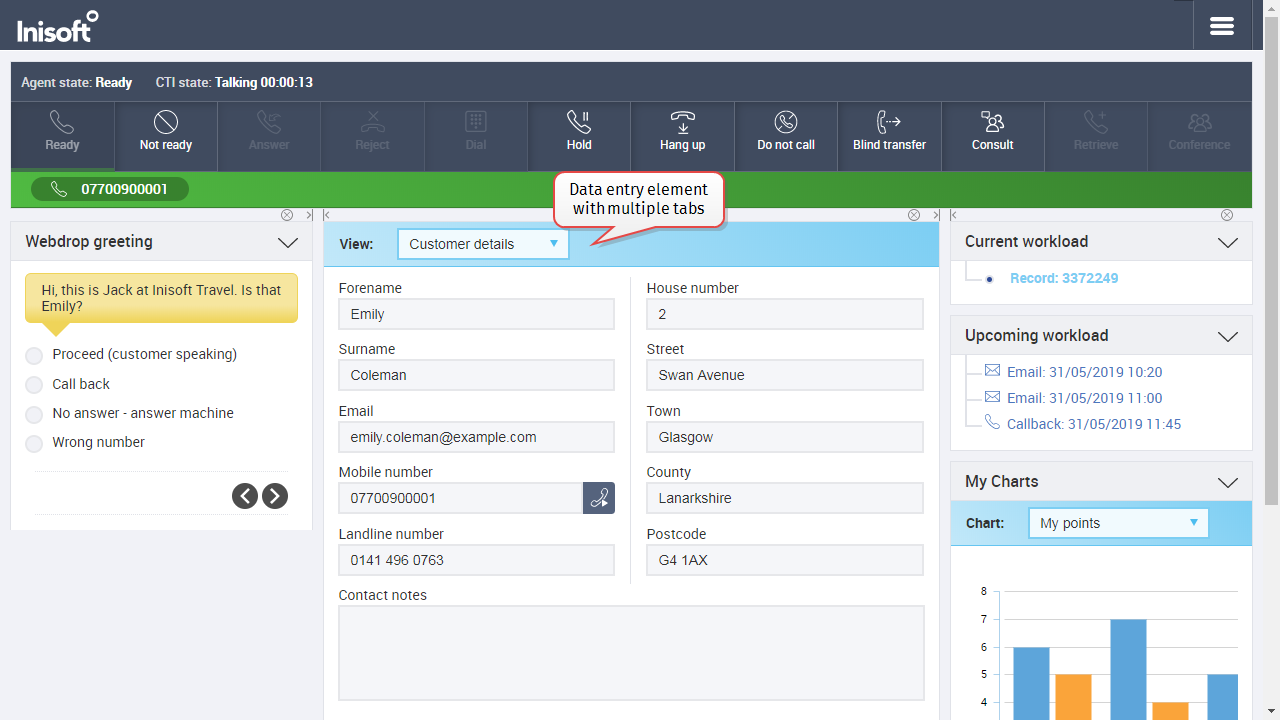 Screenshot of data entry elements